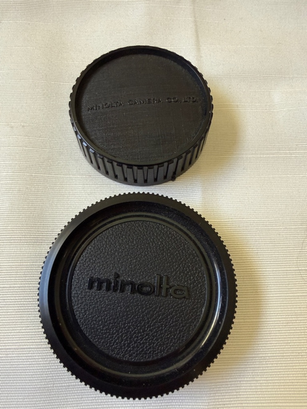 Original Minolta Black Camera Body & Rear Lens Caps Set